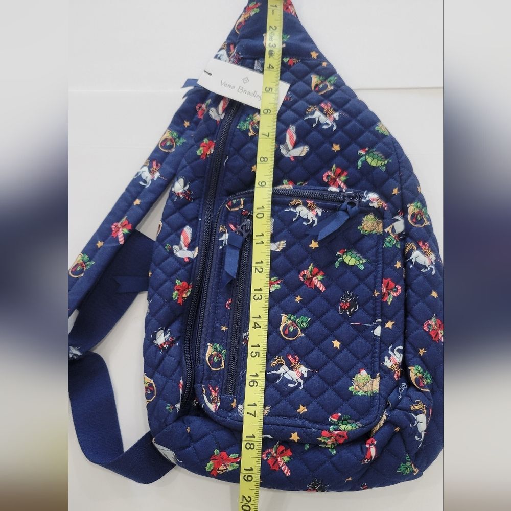 Vera Bradley Navy Blue Quilted Snow Globe Motifs Sling Backpack - Picture 11 of 11
